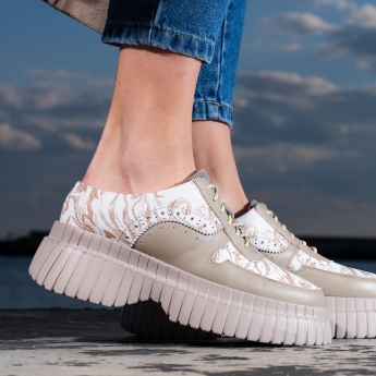 Pantofi sport din piele bej (1082-13)