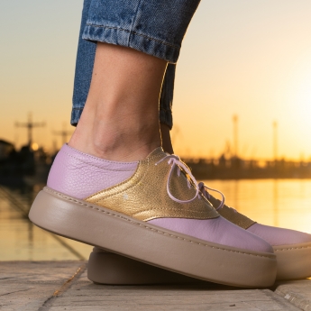 Pantofi designer din piele mov (987-18)