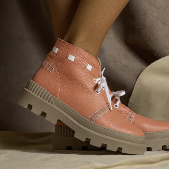 Pantofi designer din piele roz (973-31)
