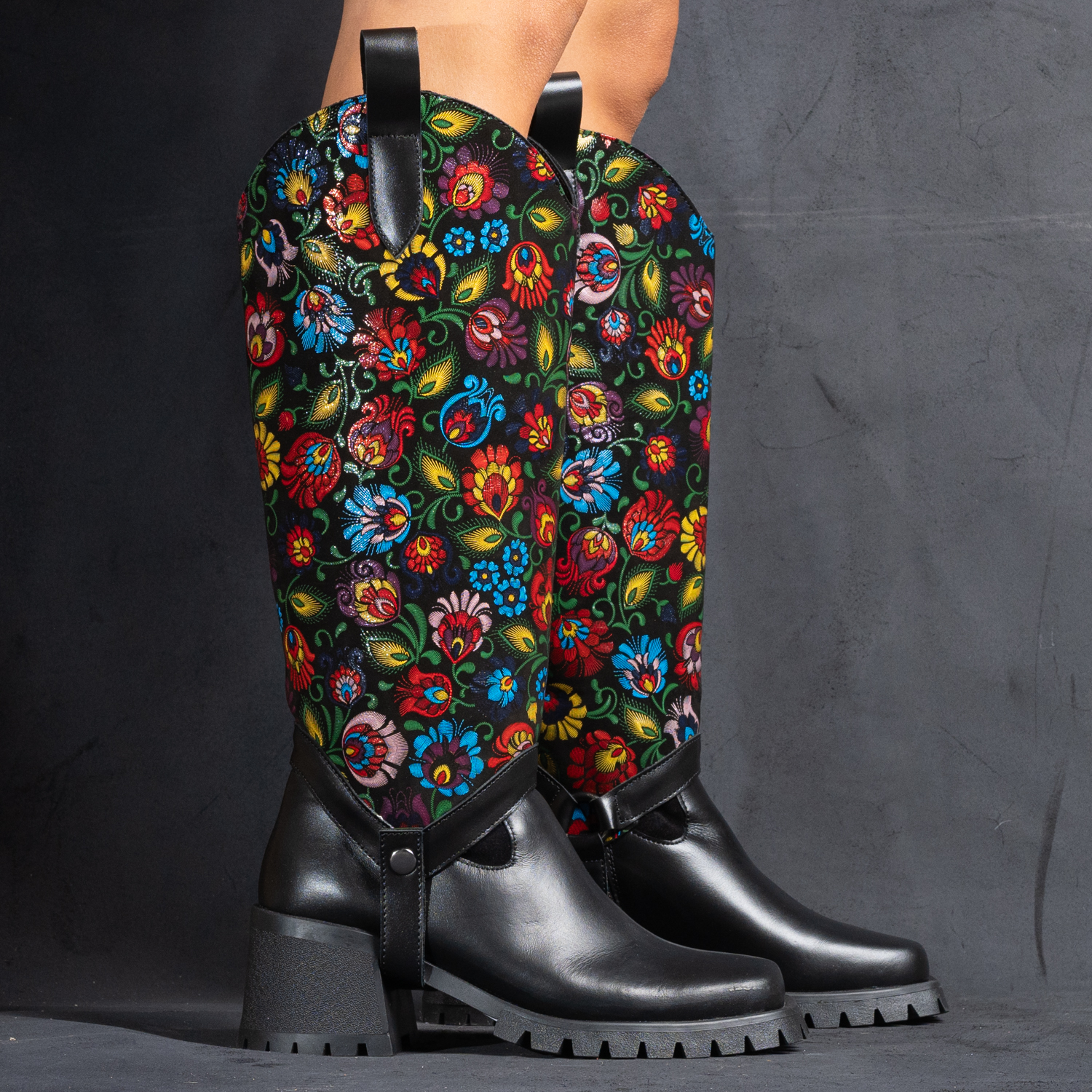 Set botine și conch din piele multicolor (1250/1251-2)