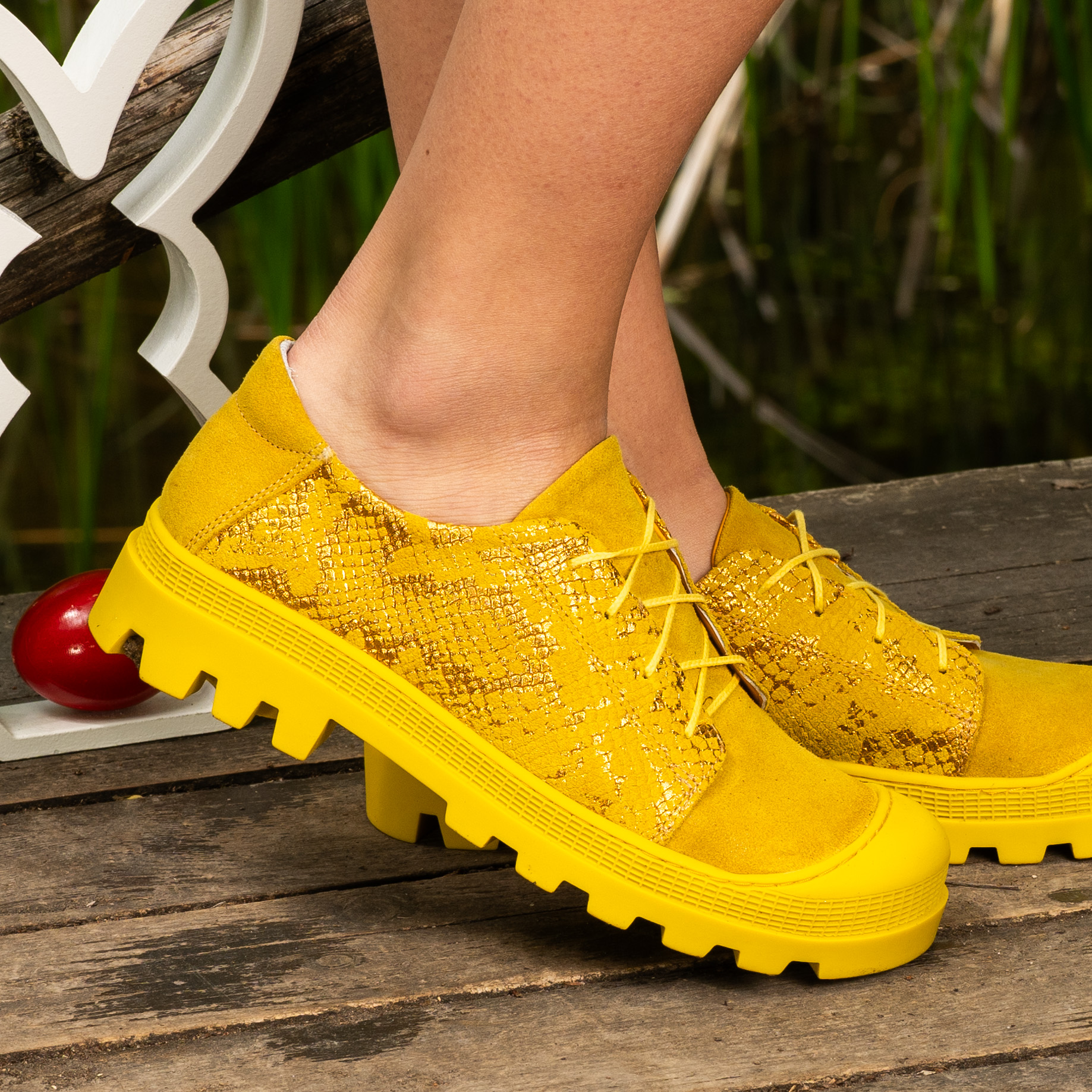 Pantofi designer - Yellow Snake - 1030-112 - 