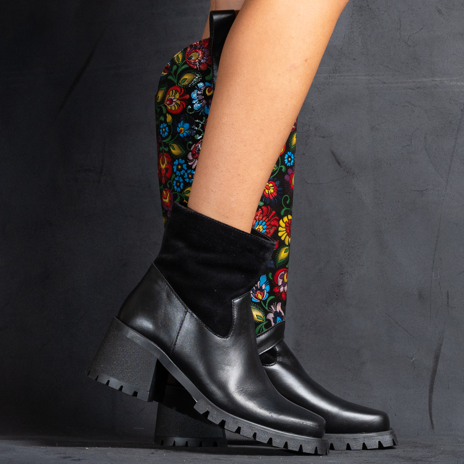 Set botine și conch din piele multicolor (1250/1251-2)