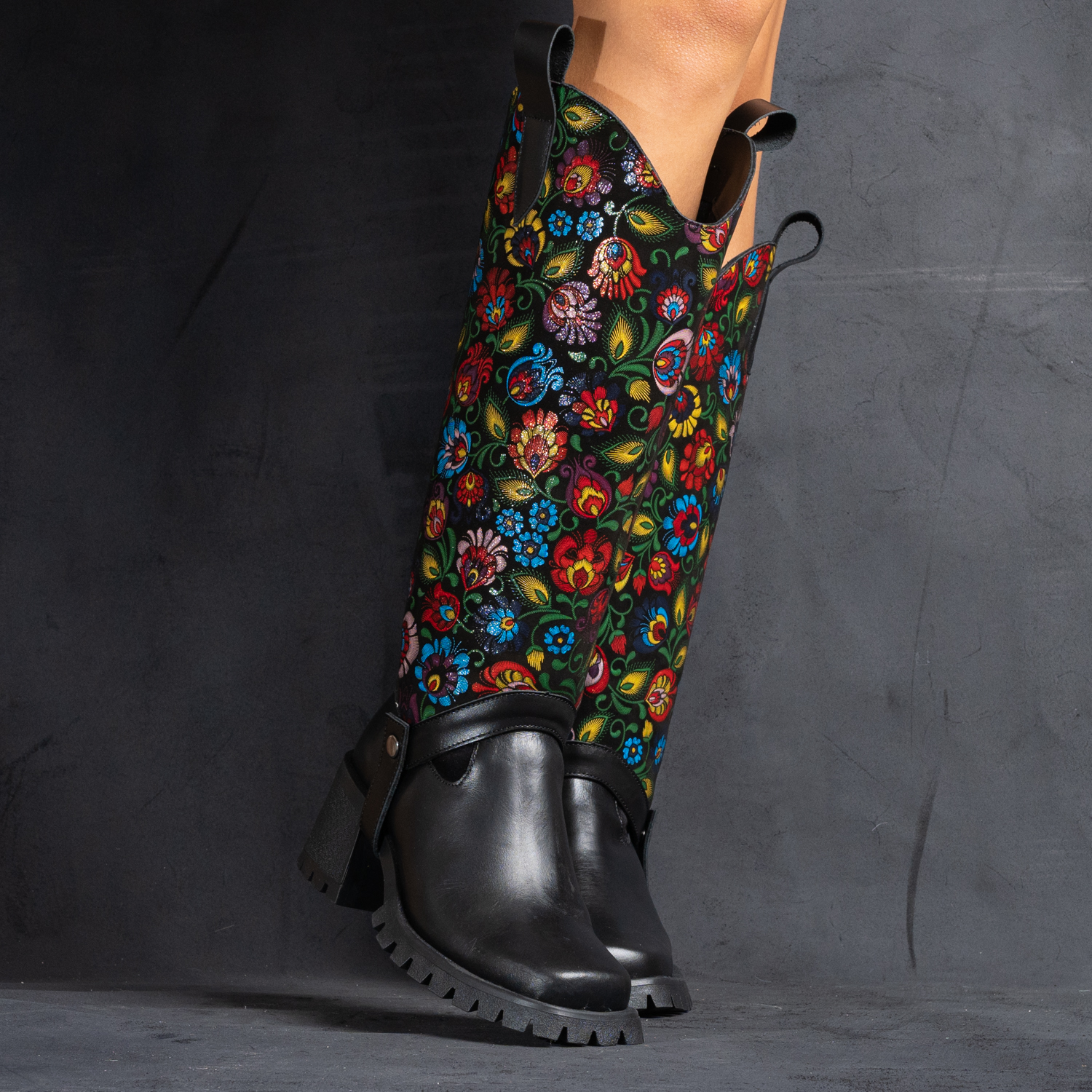 Set botine și conch din piele multicolor (1250/1251-2)