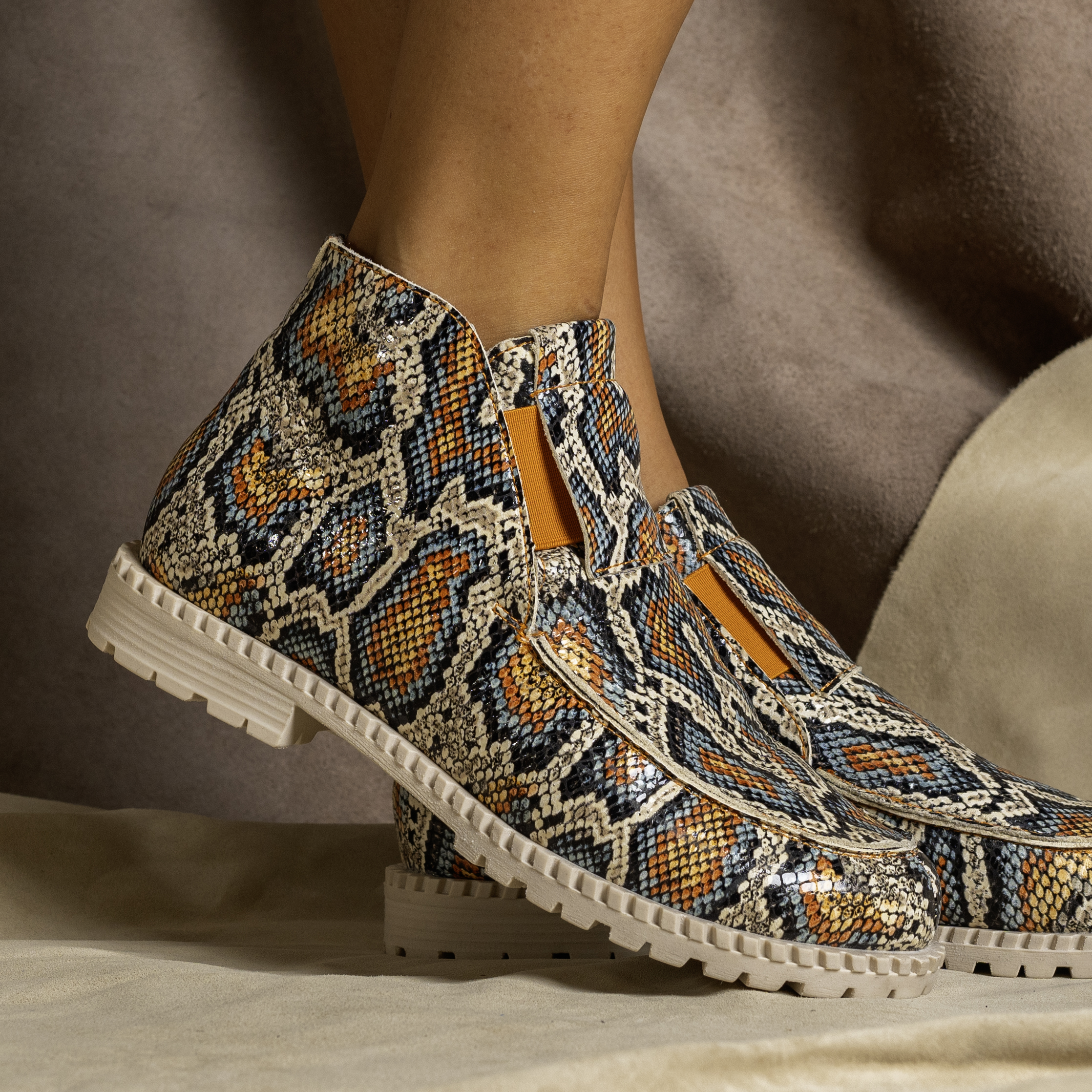Ghete damă din piele naturală, multicolor (1242-5)