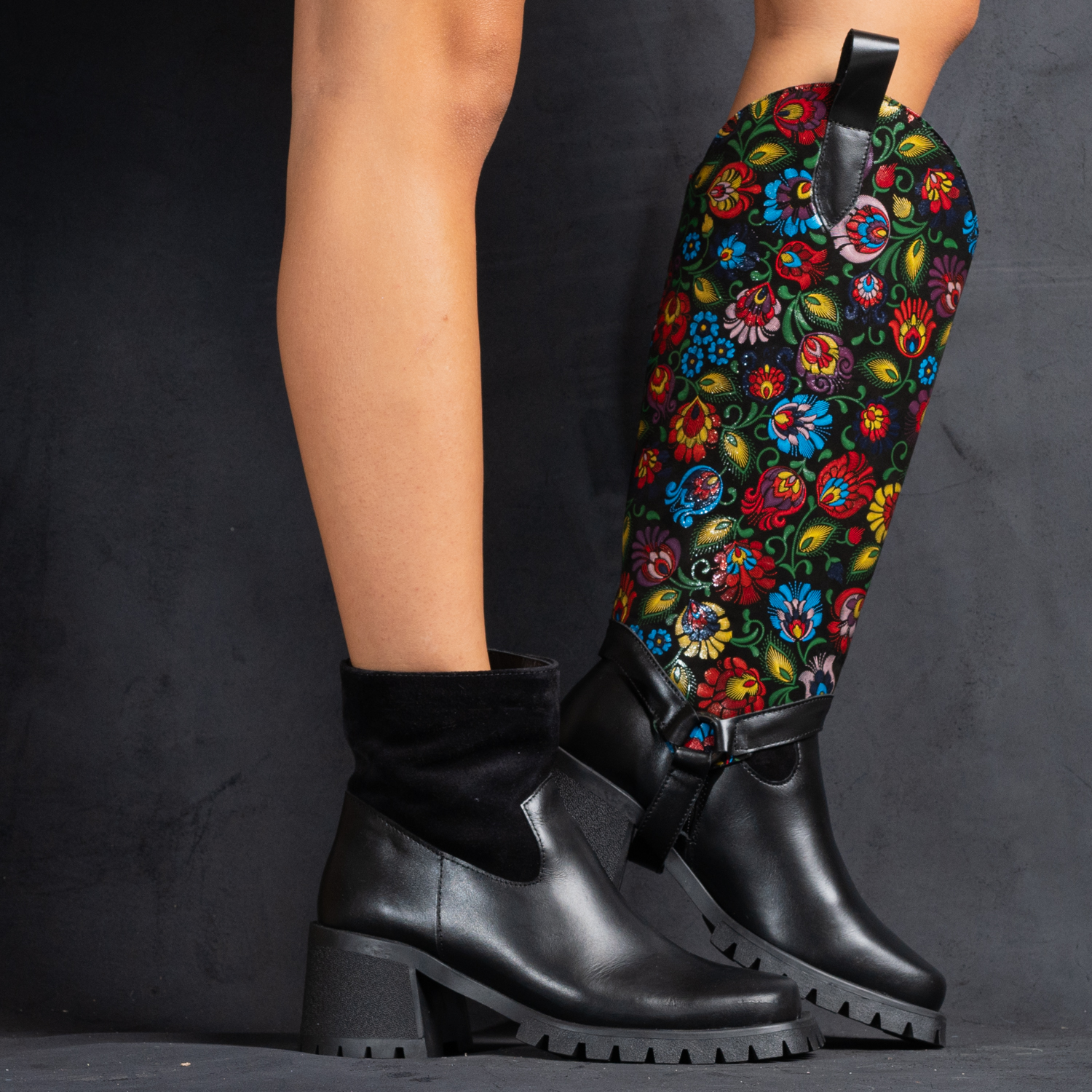 Set botine și conch din piele multicolor (1250/1251-2)