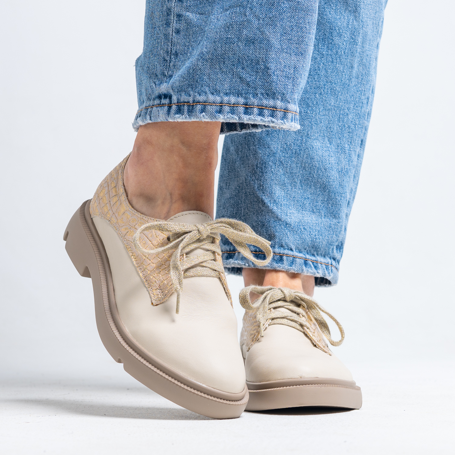 Pantofi designer - Light Beige - 792-115 - 