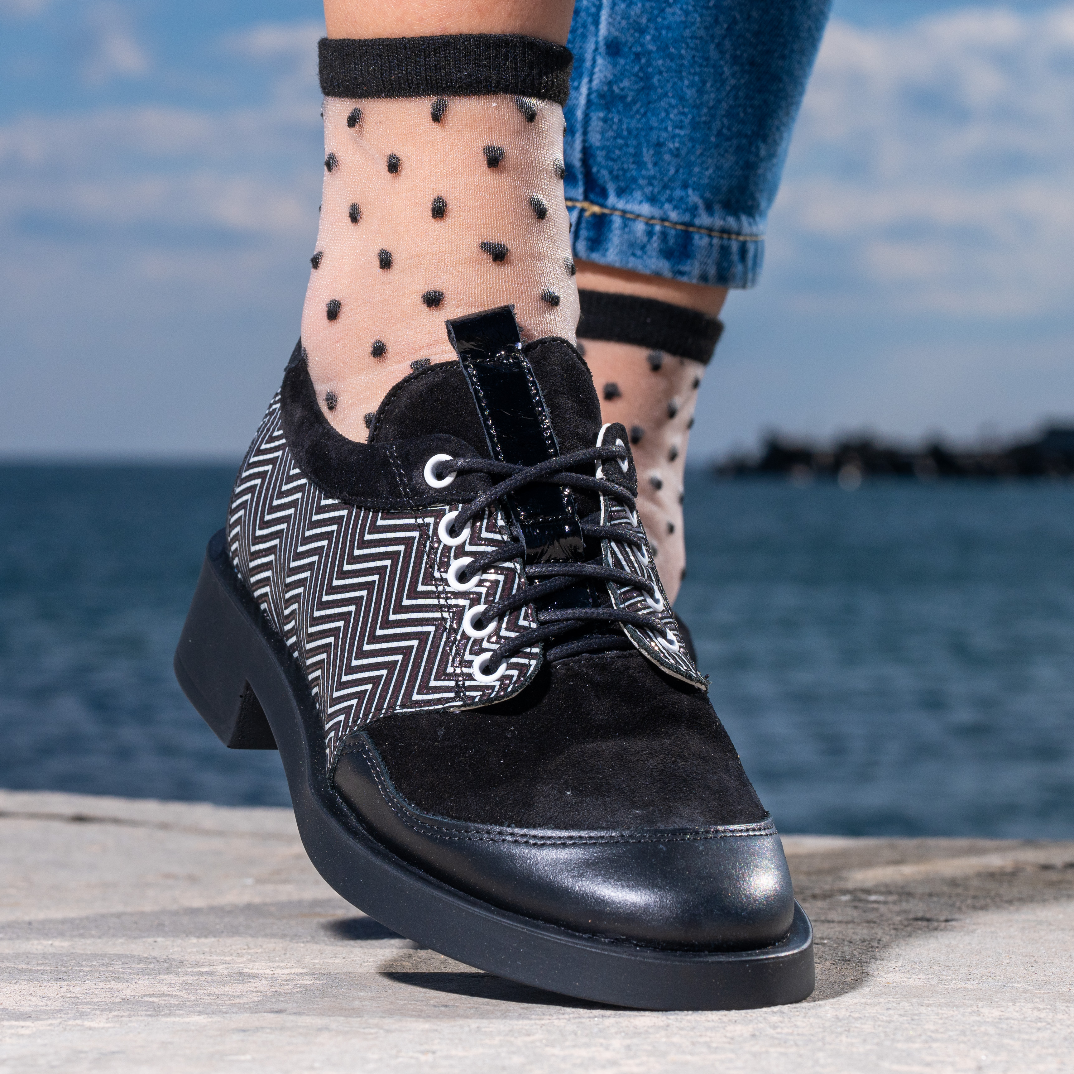 Pantofi designer negri din piele (1029-26)