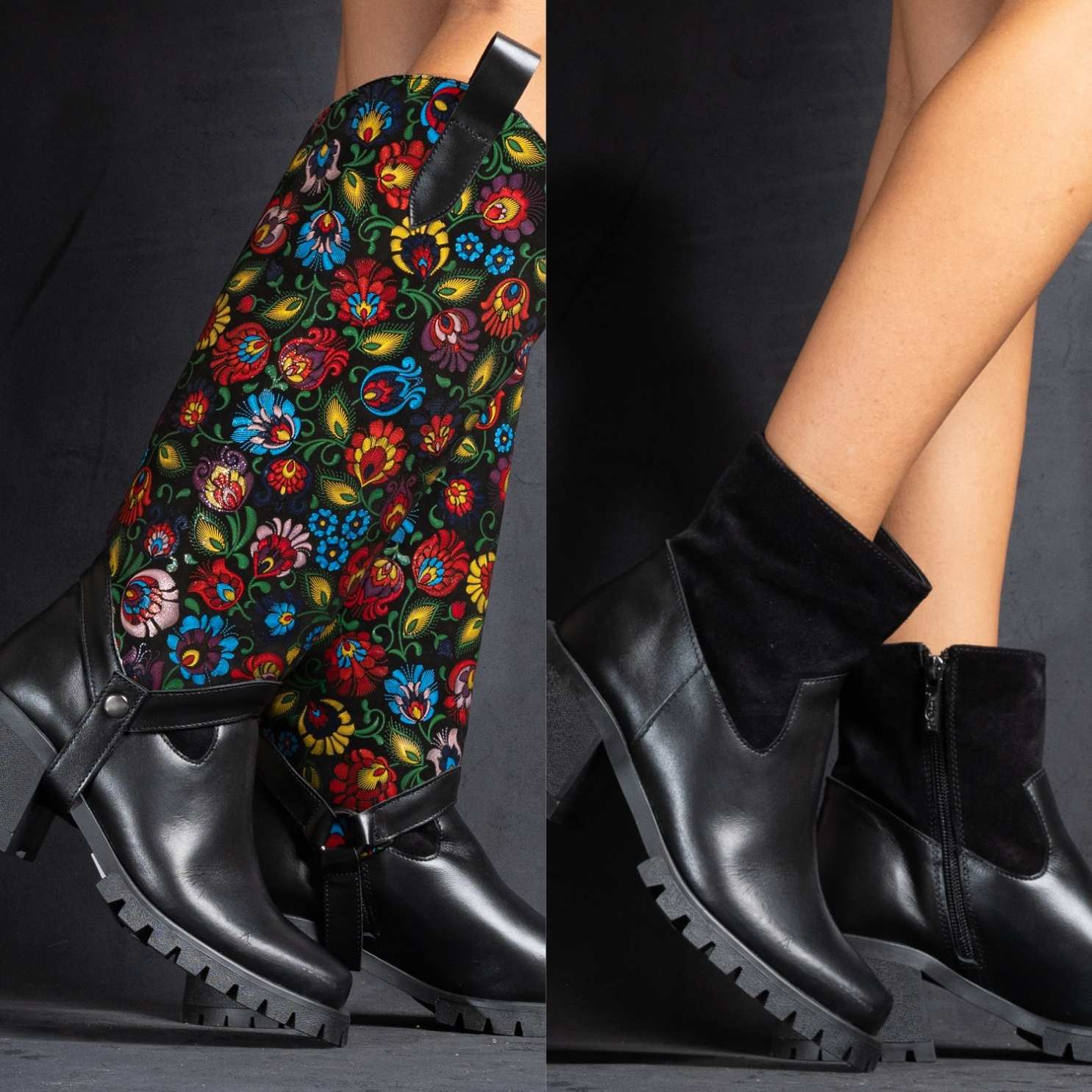 Set botine și conch din piele multicolor (1250/1251-2)