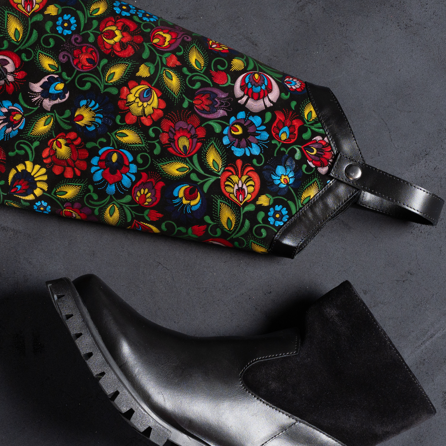 Set botine și conch din piele multicolor (1250/1251-2)
