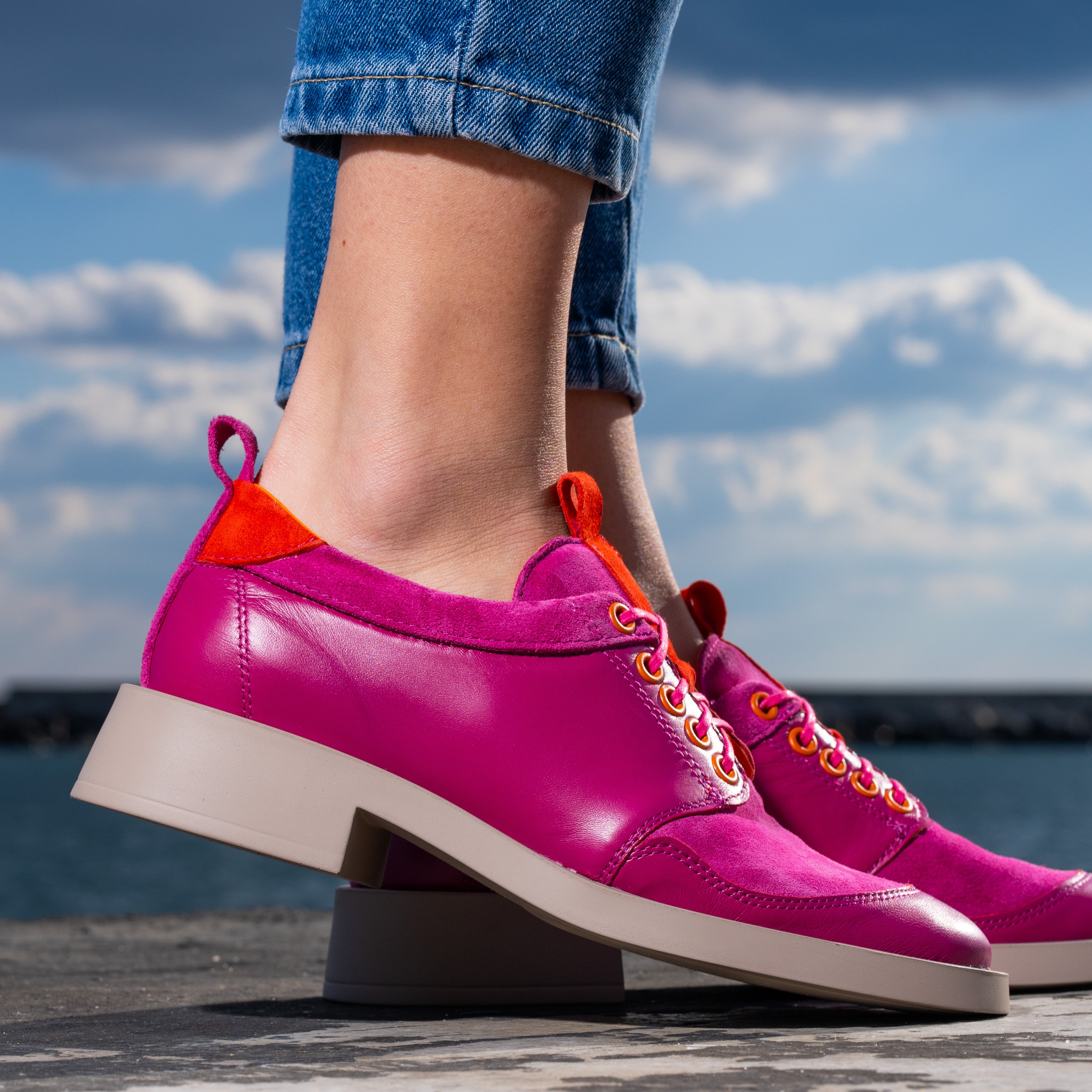 Pantofi designer Trendy Pink din piele Roz (1029-27)