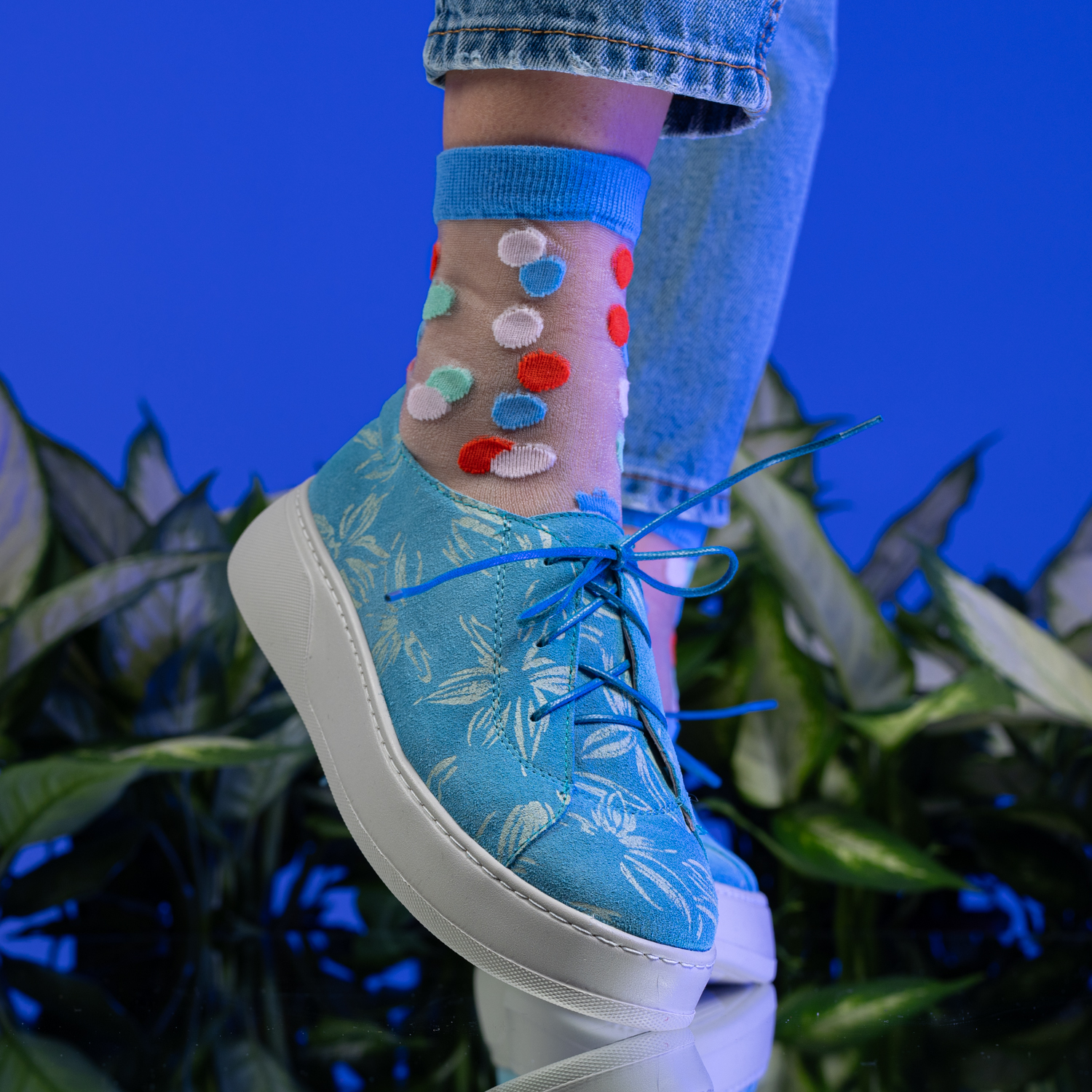 Pantofi designer din piele naturală, albaștri (1063-159)