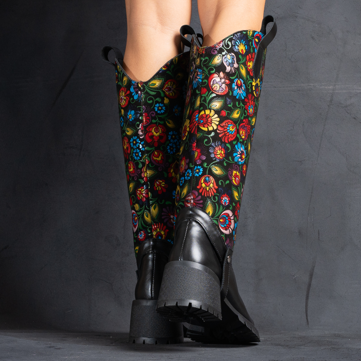 Set botine și conch din piele multicolor (1250/1251-2)