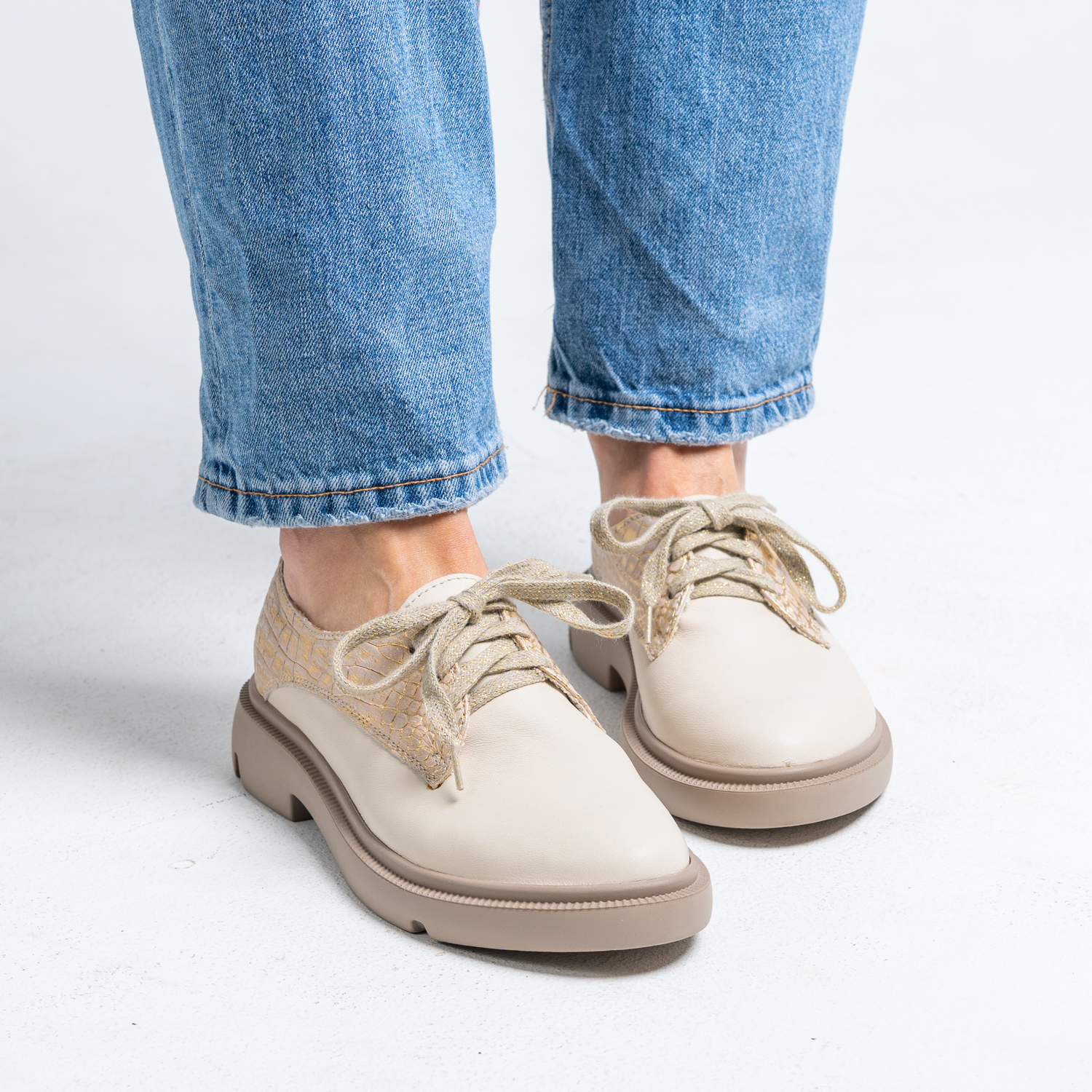 Pantofi designer - Light Beige - 792-115 - 