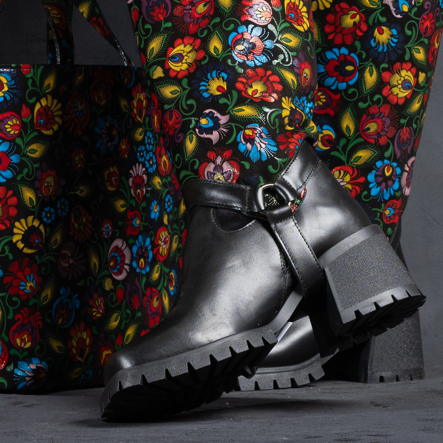 Set botine și conch din piele multicolor (1250/1251-2)