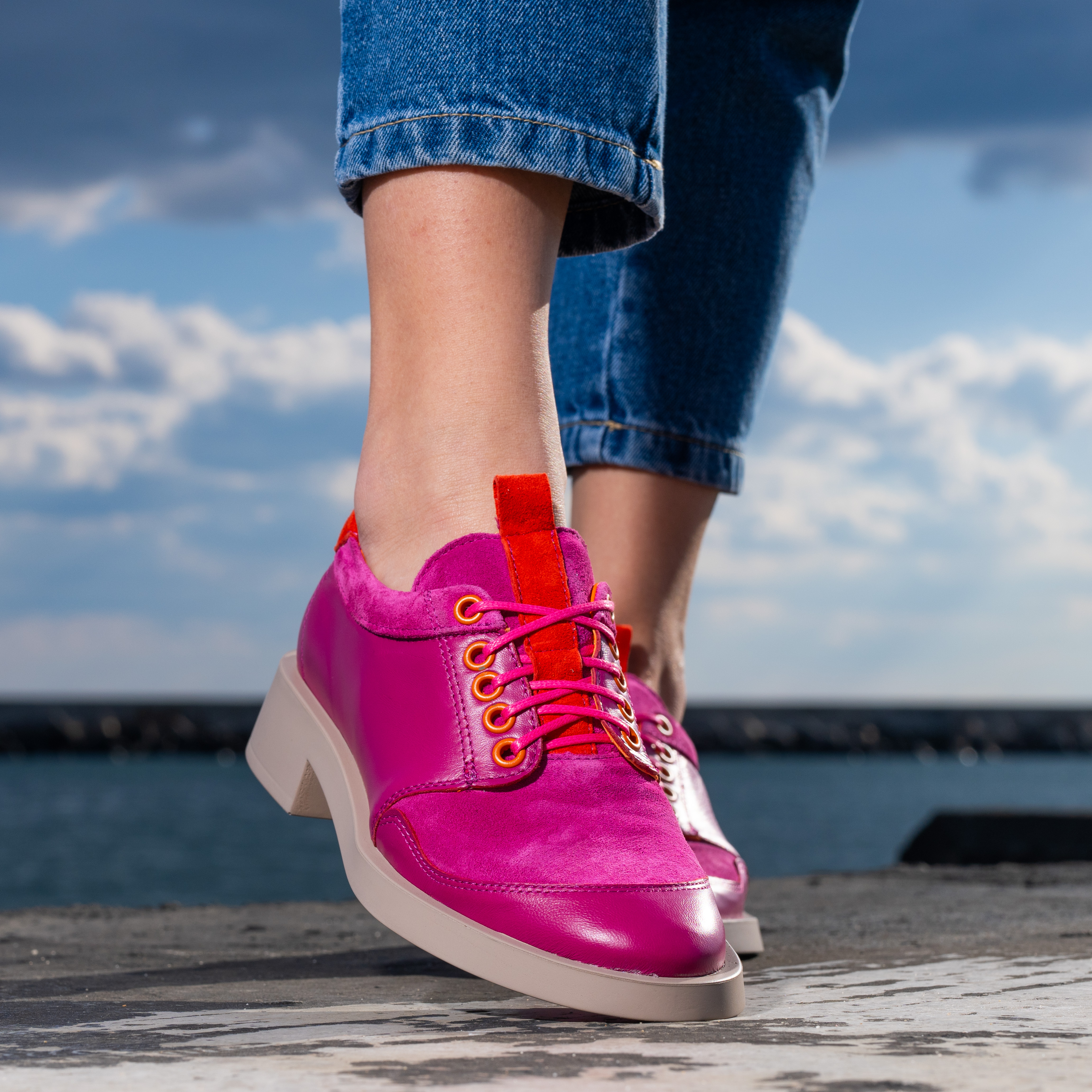 Pantofi designer Trendy Pink din piele Roz (1029-27)