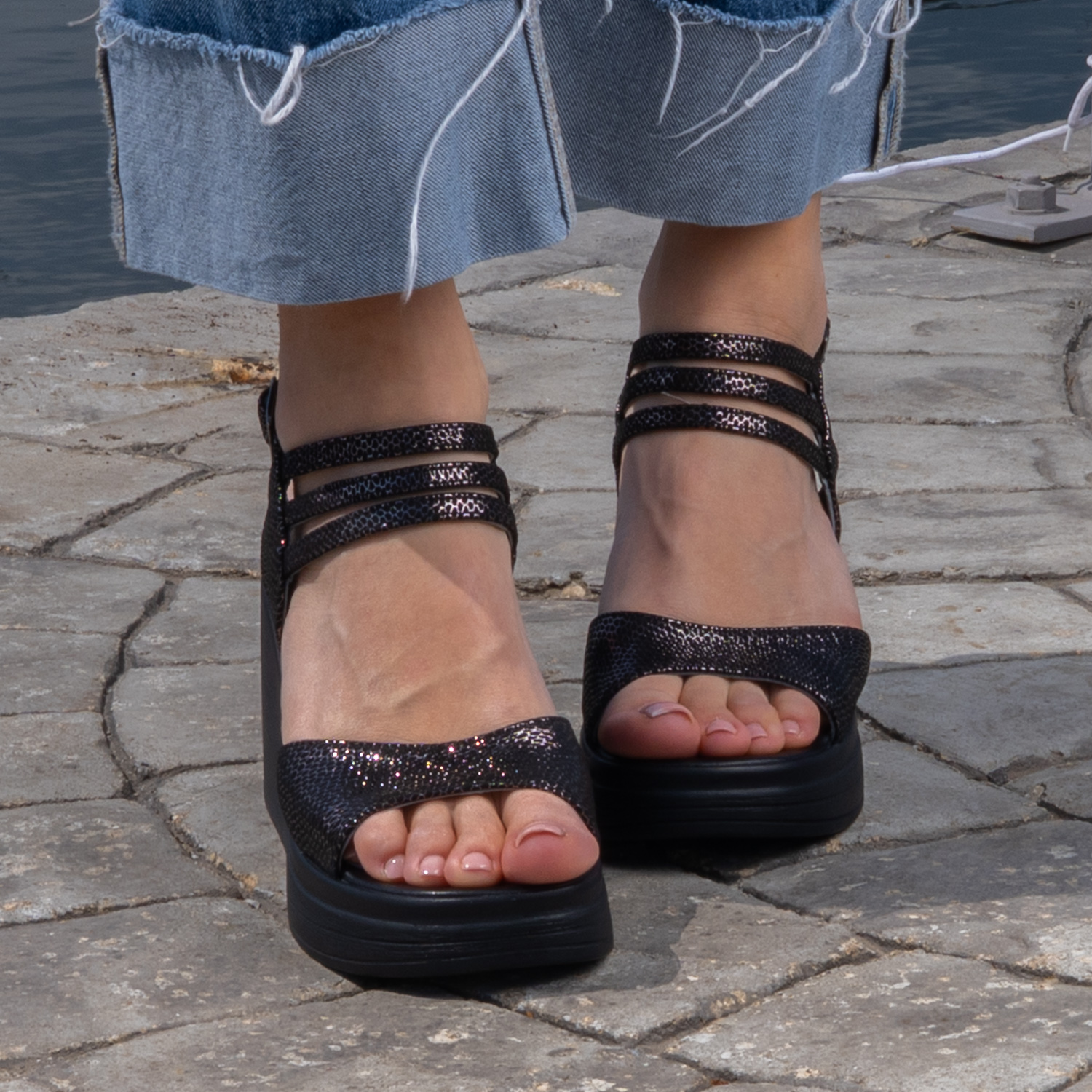 Sandale designer - Black Chrome - 924-27 -