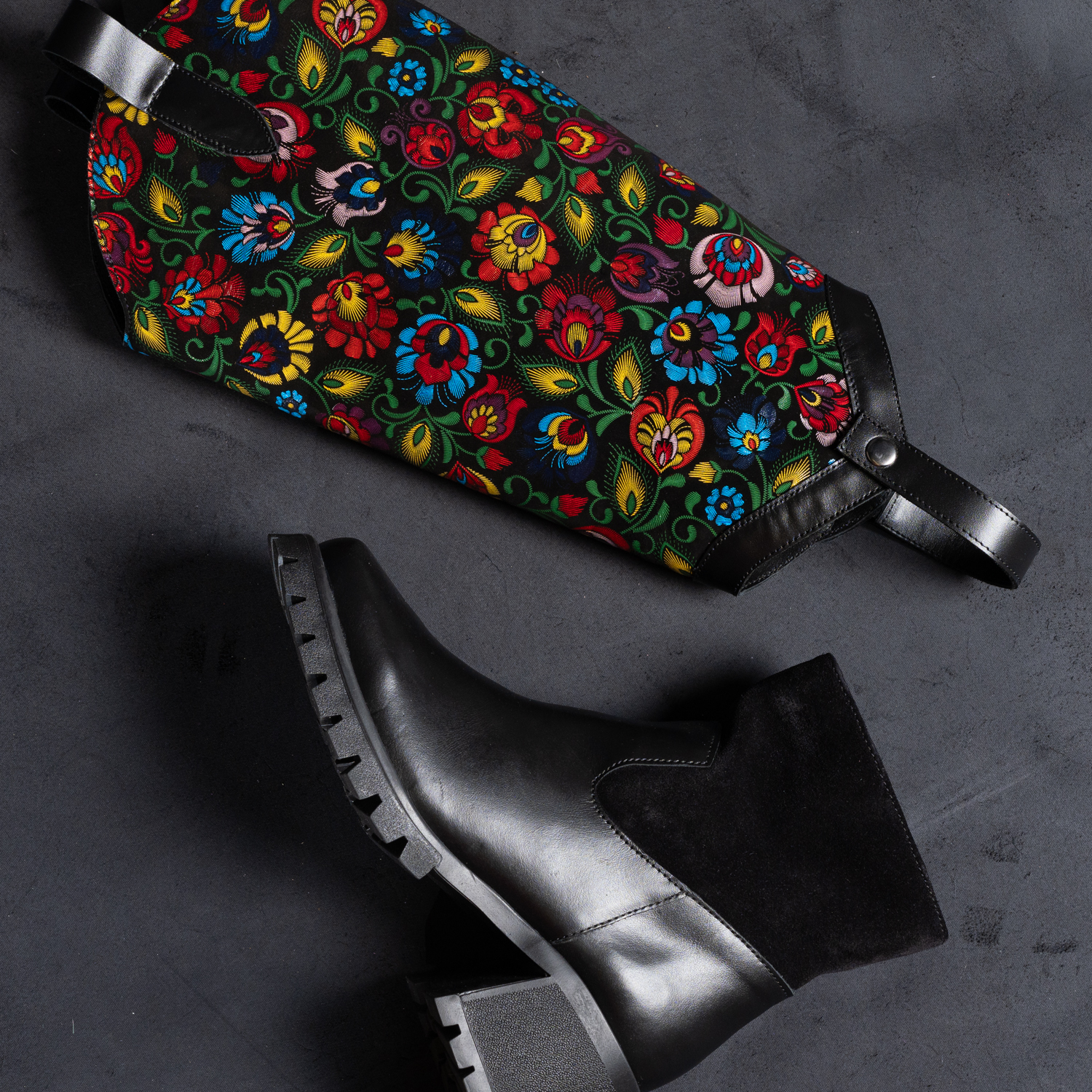 Set botine și conch din piele multicolor (1250/1251-2)