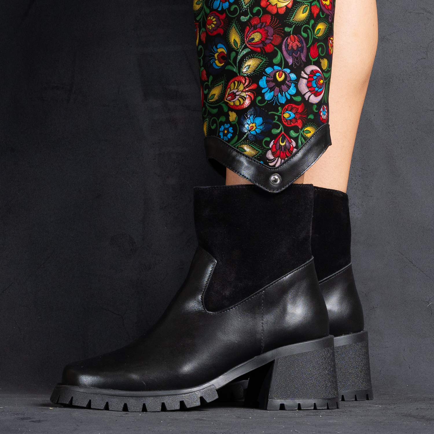 Set botine și conch din piele multicolor (1250/1251-2)