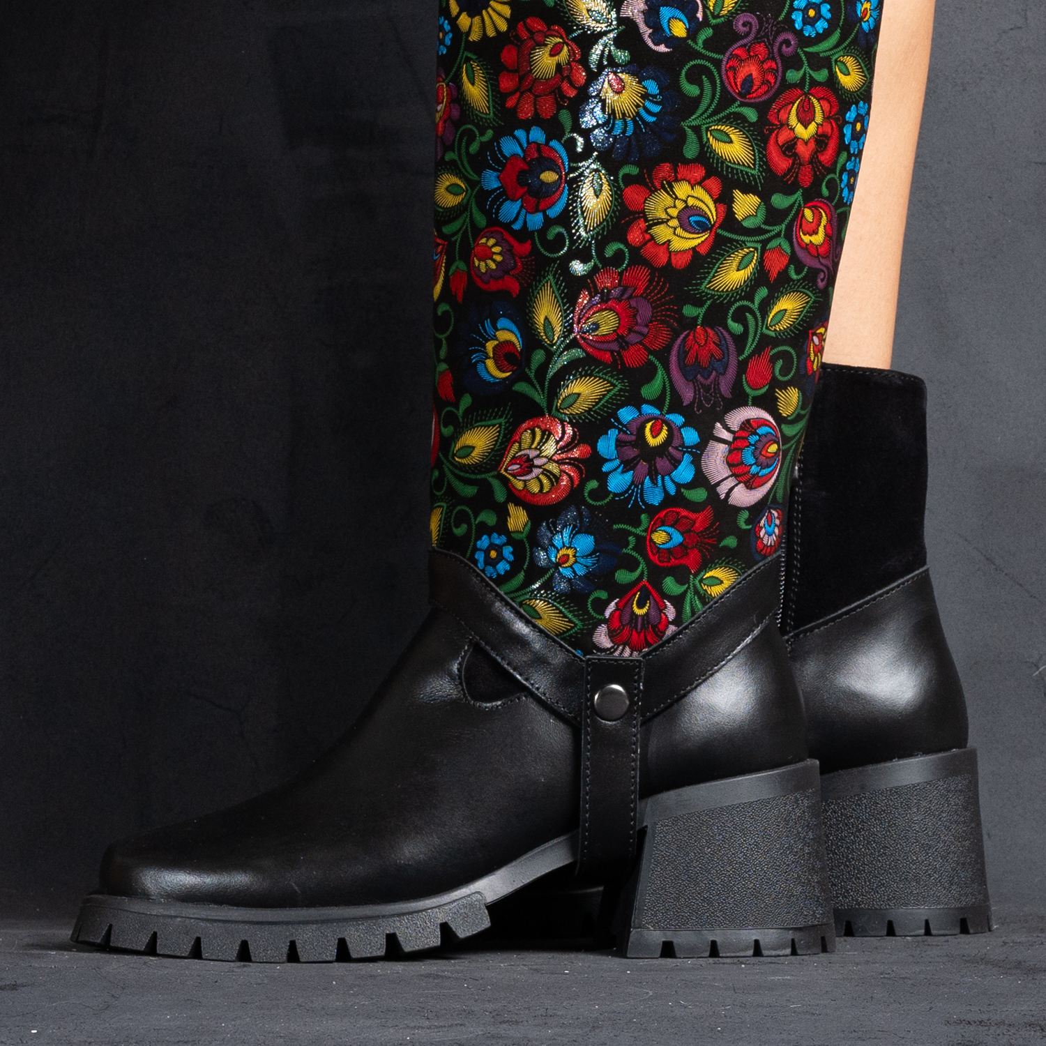 Set botine și conch din piele multicolor (1250/1251-2)