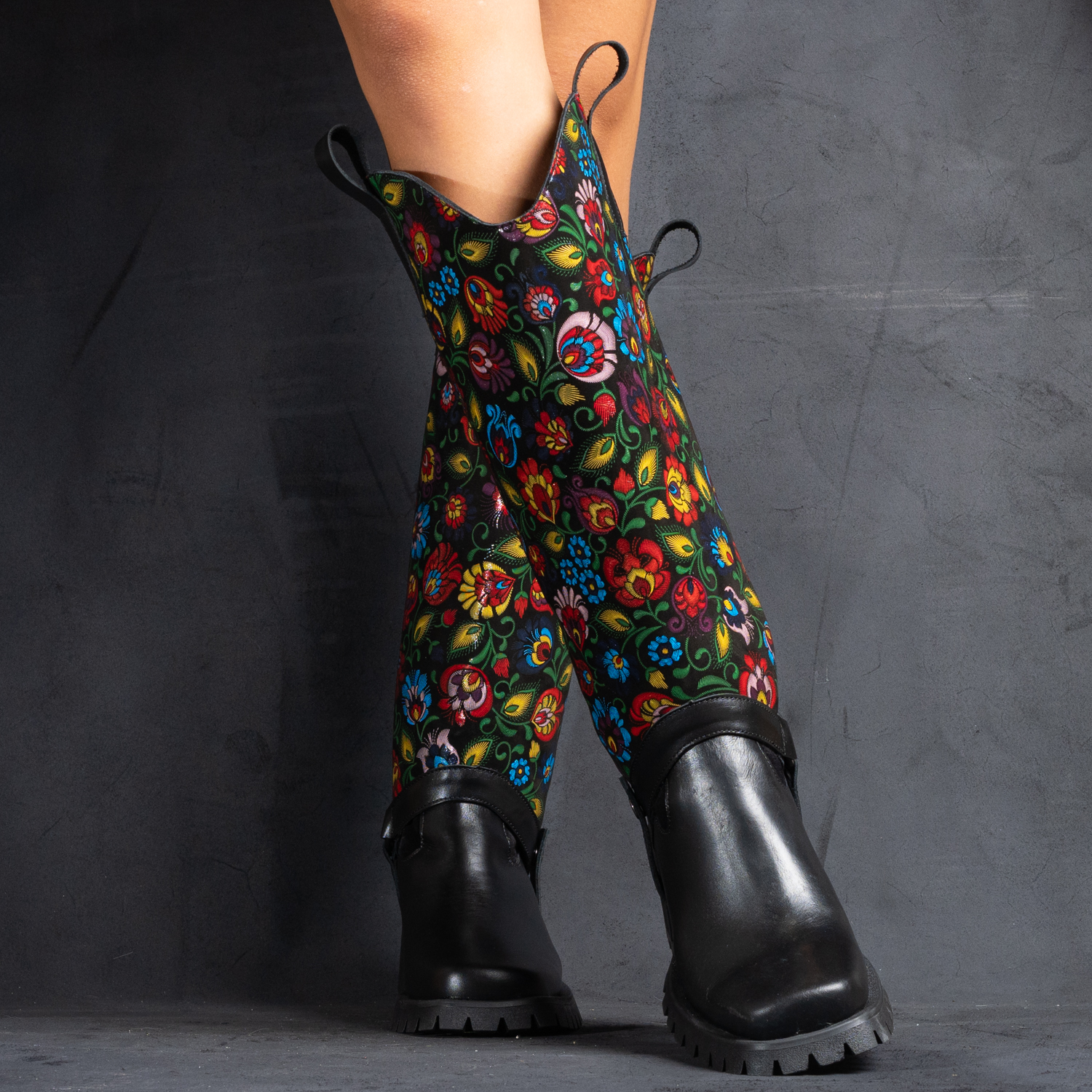Set botine și conch din piele multicolor (1250/1251-2)
