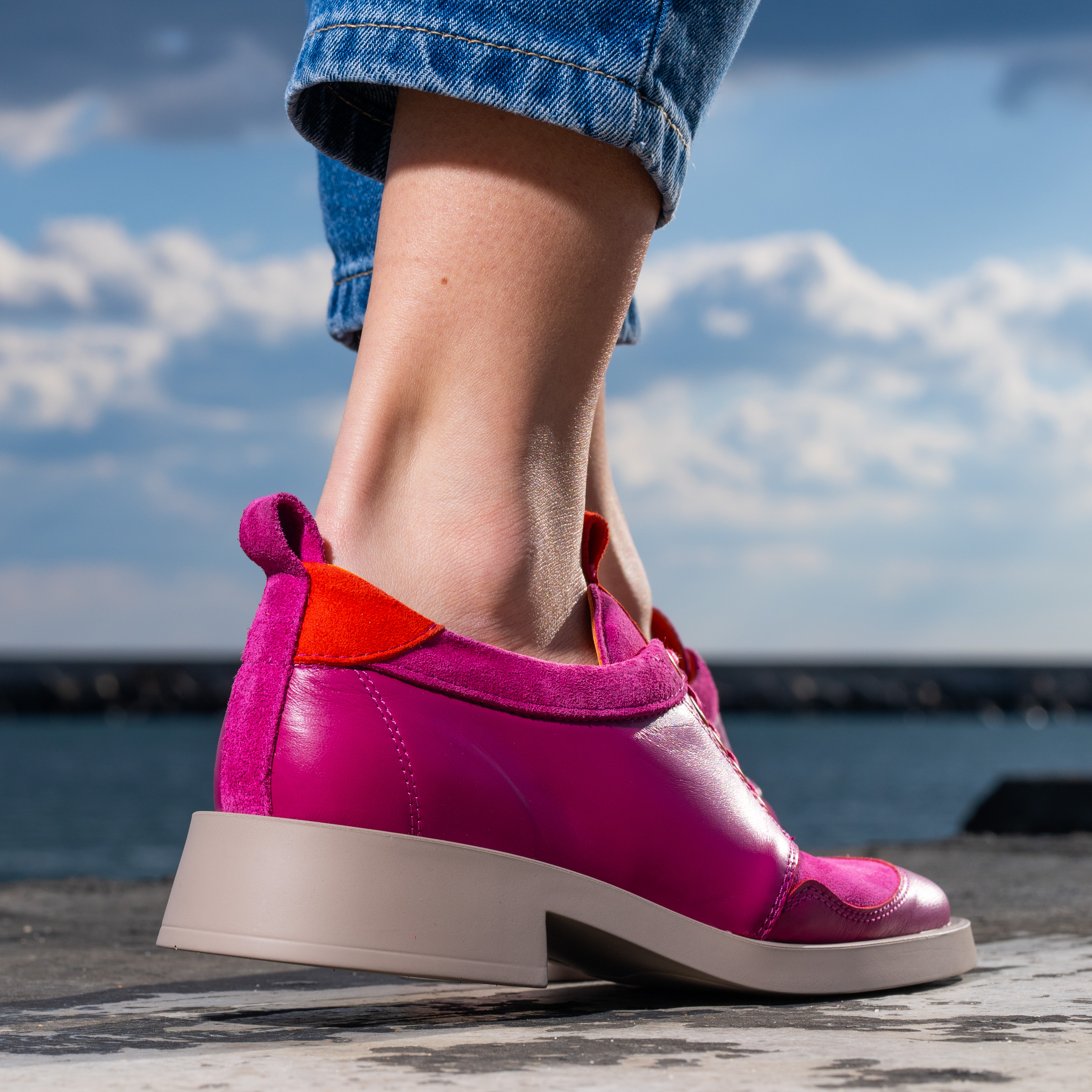 Pantofi designer Trendy Pink din piele Roz (1029-27)